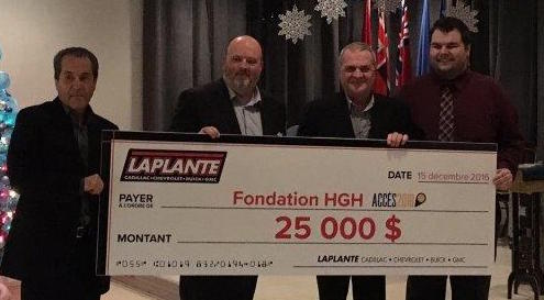 Laplante Chevrolet Buick GMC from Hawkesbury donates $25,000 to HGH Foundation.