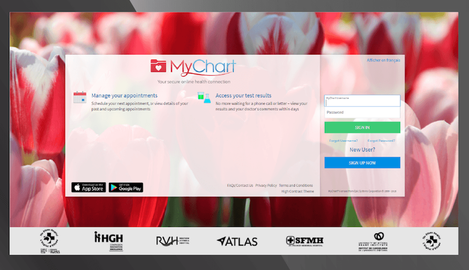 MyChart sign up screen